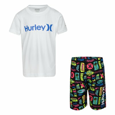 Hurley Black UPF 50+ T-Shirt and Swim Trunks 2-Piece Set Shorts Set Hurley 
